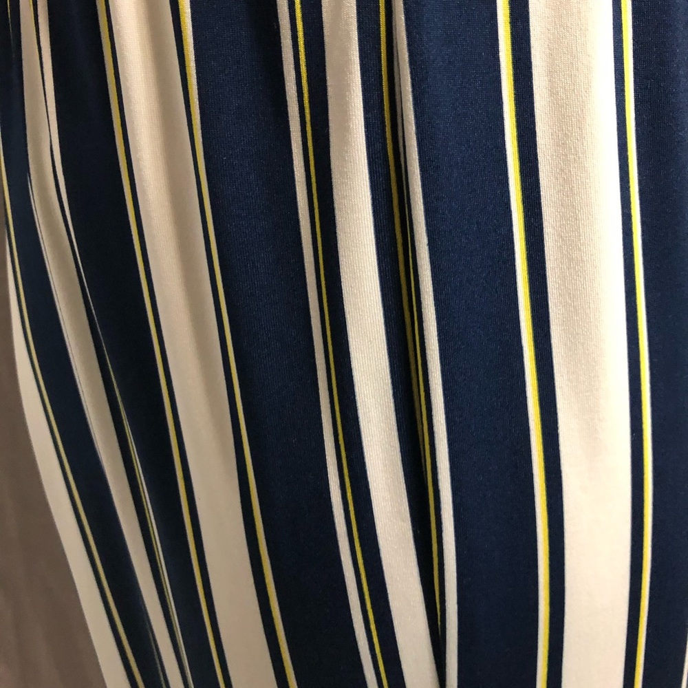 NEW A. Byer Navy Blue Yellow & White Striped Pants - Picture 6 of 13
